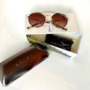 NWT KREWE Porter 24k + Matte Black + Matte Sunday Tortoise Mirrored Sunglasses